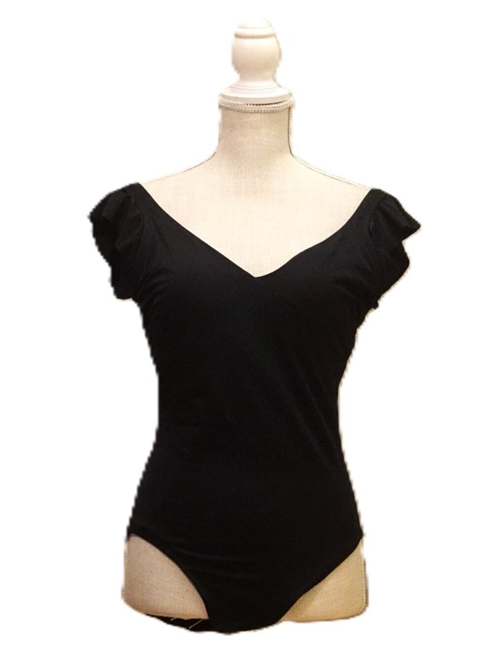 Target Black Open Back Ruffle Straps 1 Piece Swimsuit Women’s Small